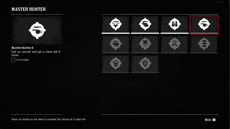 Red Dead Redemption 2 Meisterjäger-Herausforderungen Rufen Sie ein Tier und erzielen Sie 5 Mal einen sauberen Kill