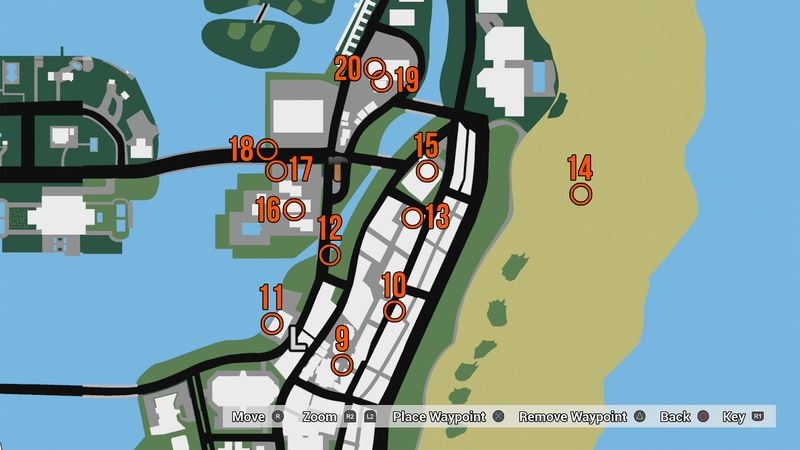 GTA Vice City skjulte pakker i Washington Beach kort