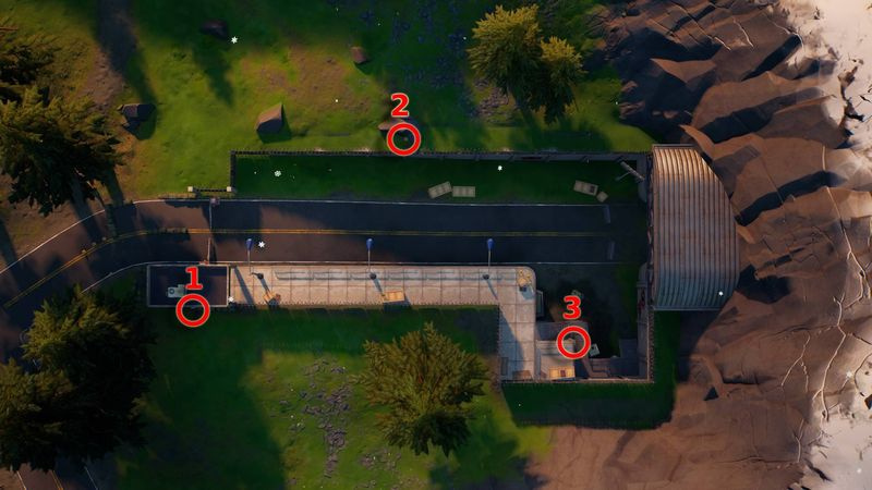 Fortnite Wiretaps-placeringer ved tunnelen syd for Retail Row