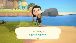 Graver et gyroidea-fragment op i Animal Crossing: New Horizons