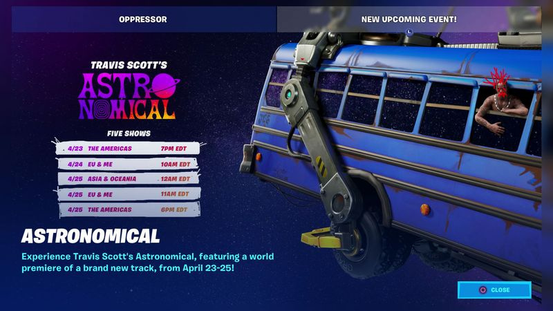 Fortnite Travis Scott-evenementtijden