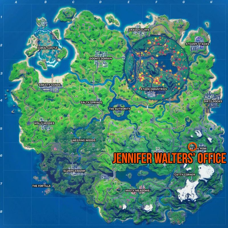 Fortnite Jennifer Walters kontorplacering