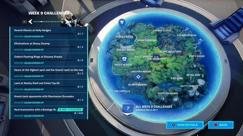 Fortnite uke 9 utfordringer sesong 4