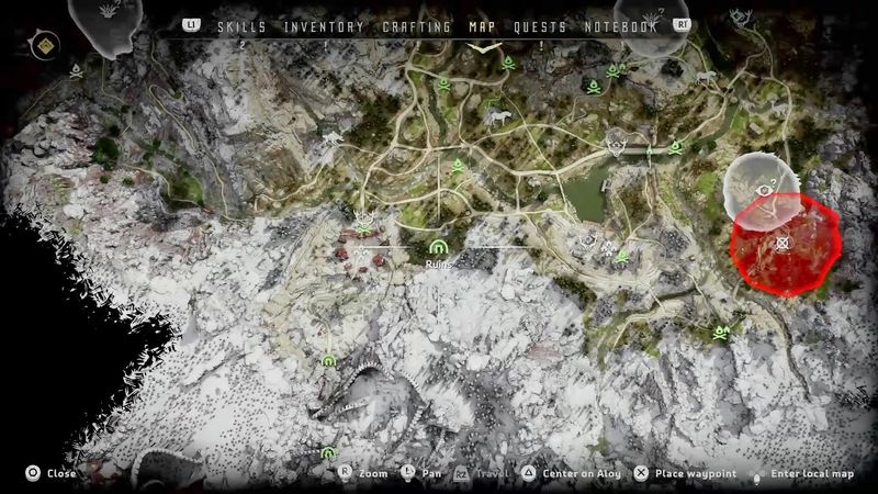 Horizon Zero Dawn kraftceller plassering 1: Gamle ruiner