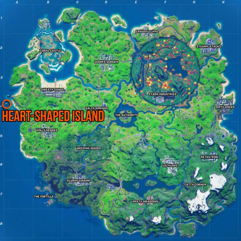 Fortnite Heart-shaped Island placeringskort