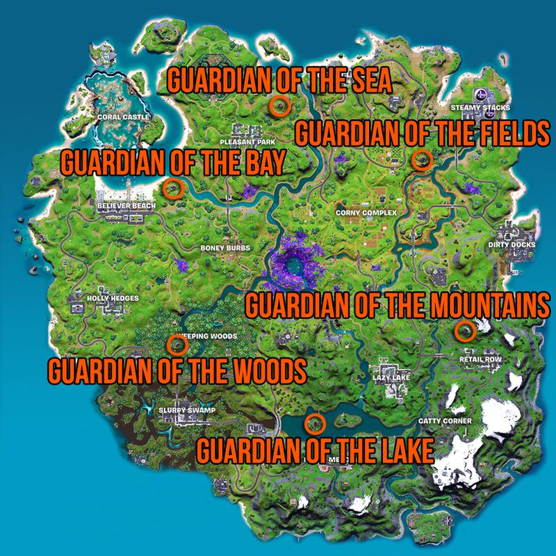 Fortnite Guardian Towers platser