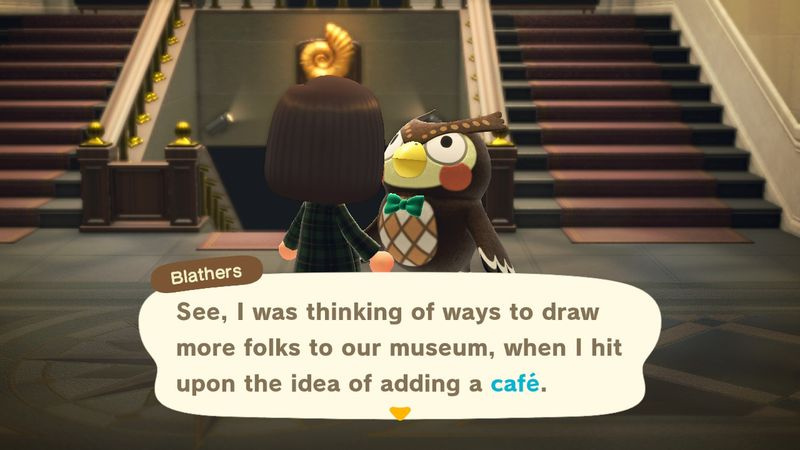Animal Crossing: New Horizons - taler med Blathers på museet