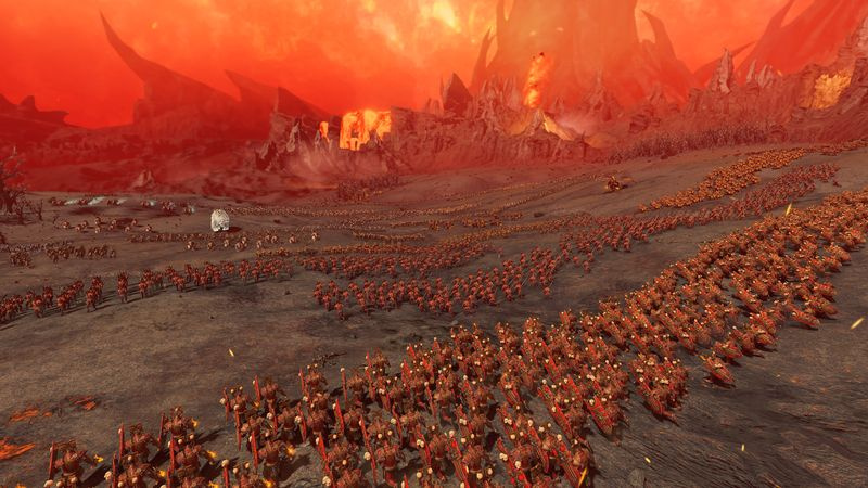 Een scène uit een veldslag in Total War: Warhammer 3