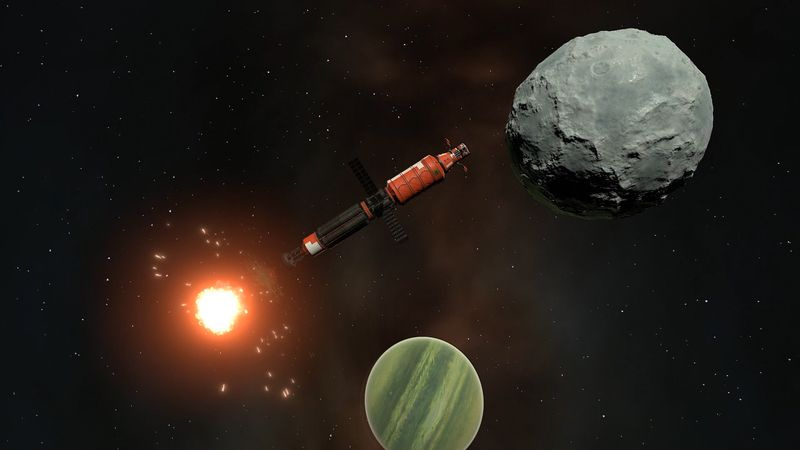 Kerbal Space Program 2 raket in de ruimte
