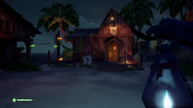 Eine unheimliche Laterne mit blauer Flamme aus Sea of Thieves.