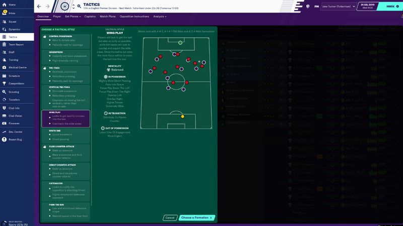 Football Manager 2020-tactieken