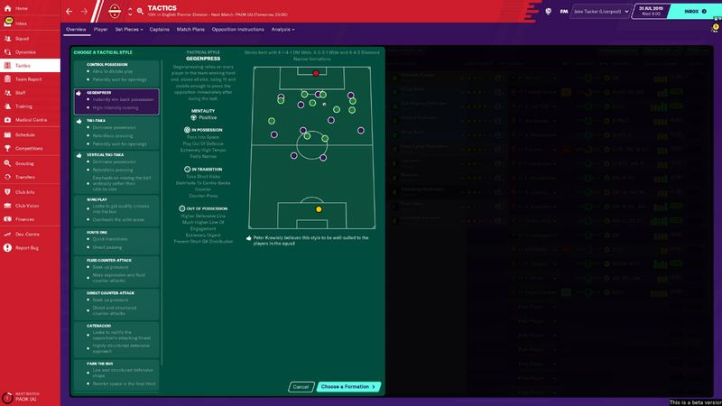 Football Manager 2020-tactieken