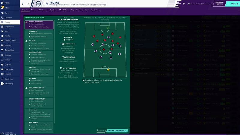 Football Manager 2020-tactieken