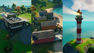 Fortnite Fancy View, Rainbow Rentals och Lockies Lighthouse