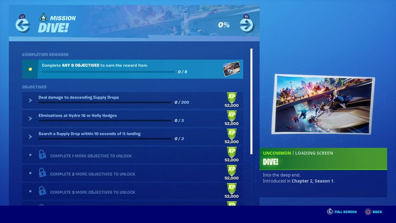 Fortnite Dive udfordringer