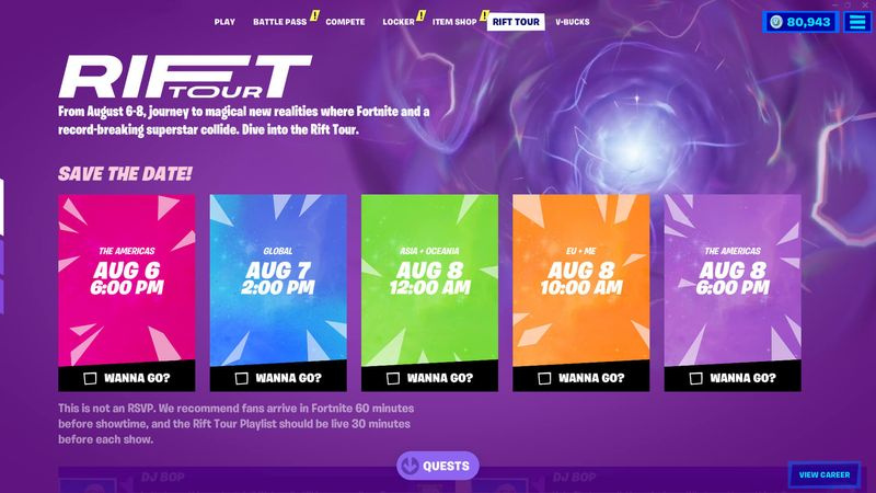 Fortnite rift-turné