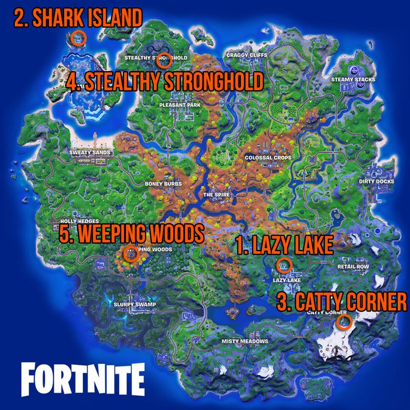 Fortnite undersöker en karta över anomaliplatser