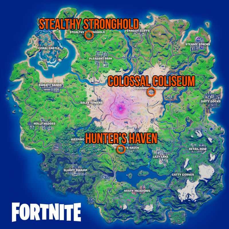 Fortnite-palvelin Surface Hub -sijaintikartalla