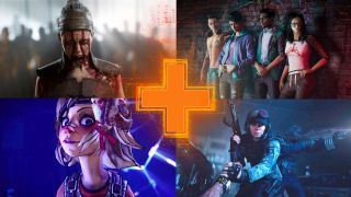 Kommande Xbox One-spel - Medurs från övre vänster - Hellblade 2, Saints Row (2022), Rainbow Six Extraction och Tiny Tina