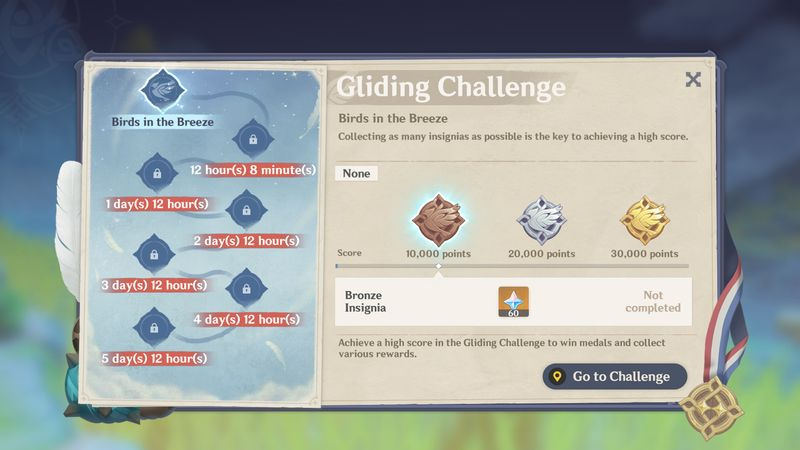 Genshin Impact Gliding Challenge
