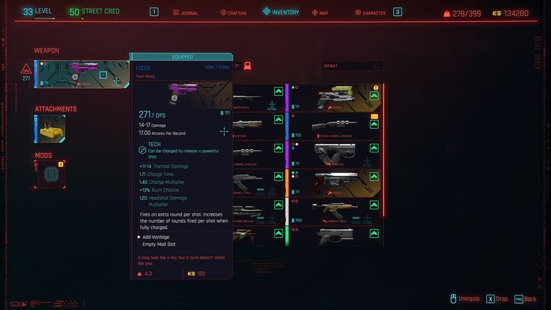 Armi di Cyberpunk 2077