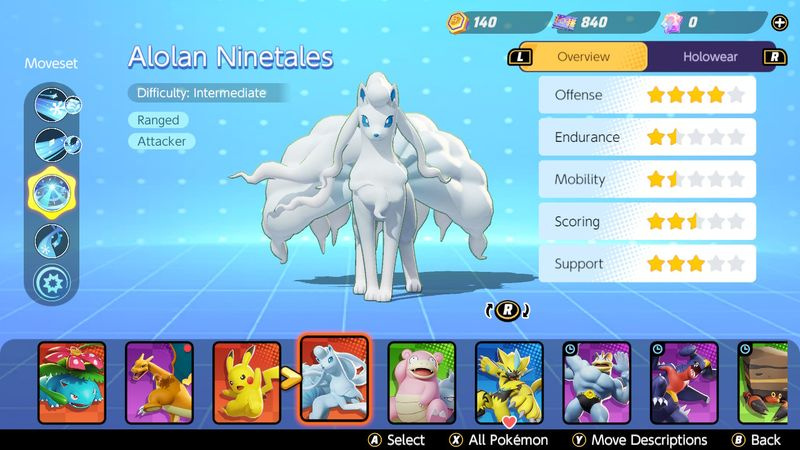 Trænerskærme fra Pokemon Unite på Nintendo Switch