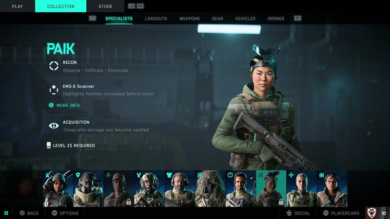 Battlefield 2042 Recon specialista personaggio paik