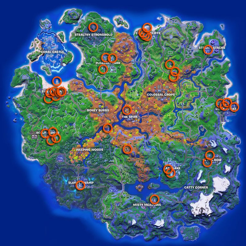 Fortniten kassakaapit sijaintikartta