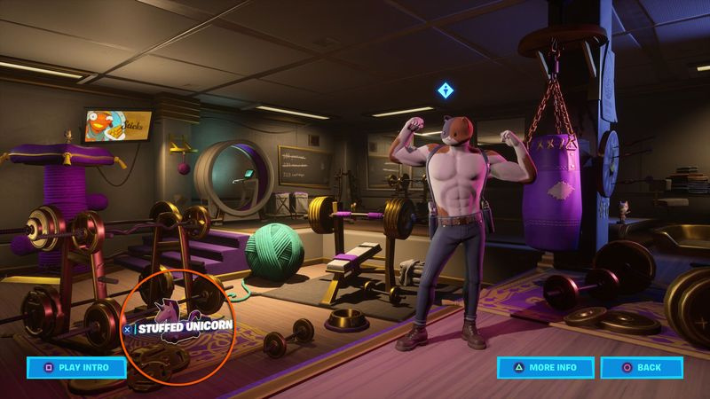 Fortnite Deadpool udfordrer udstoppet enhjørning