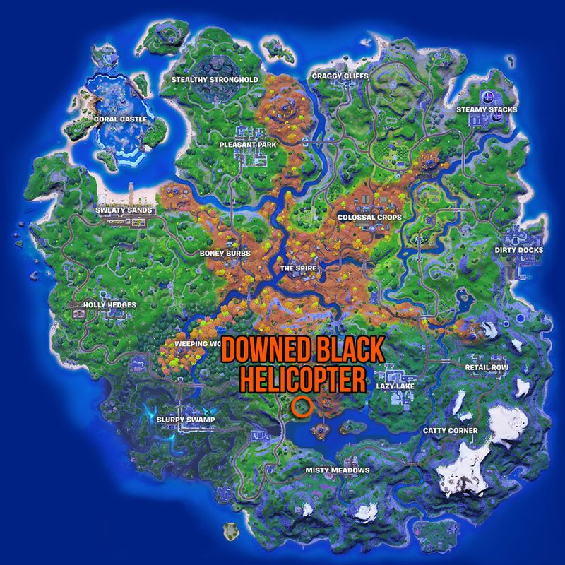 Fortnite nedskudt sort helikopter