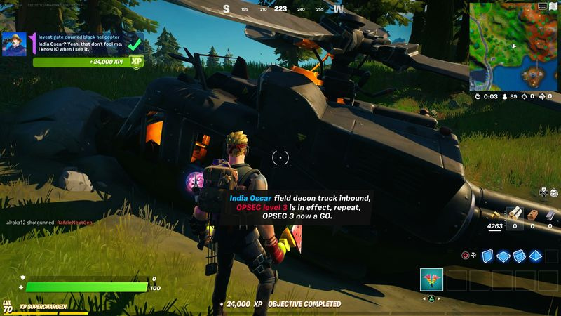 Fortnite nedskudt sort helikopter