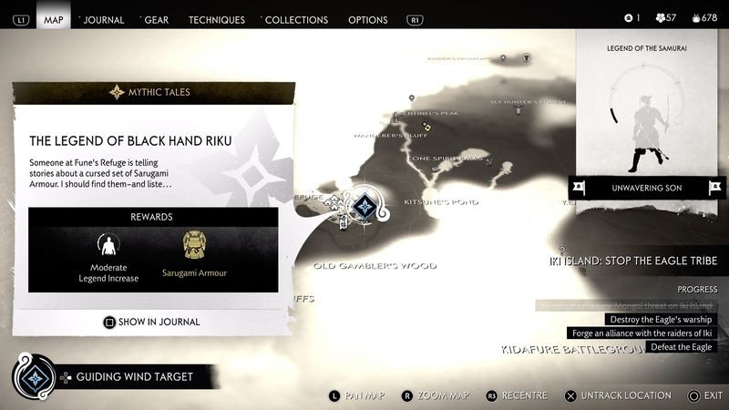 Ghost of Tsushima: Iki Island pansarguide - karta