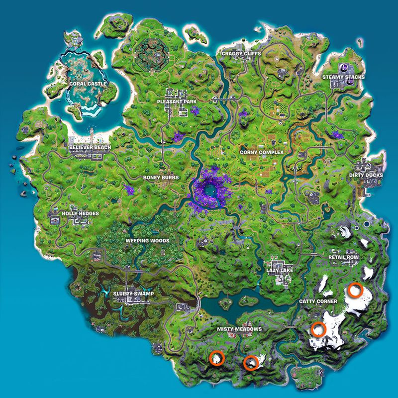 Fortnite kommunikationsenheter för främmande ljus på bergstopparkarta