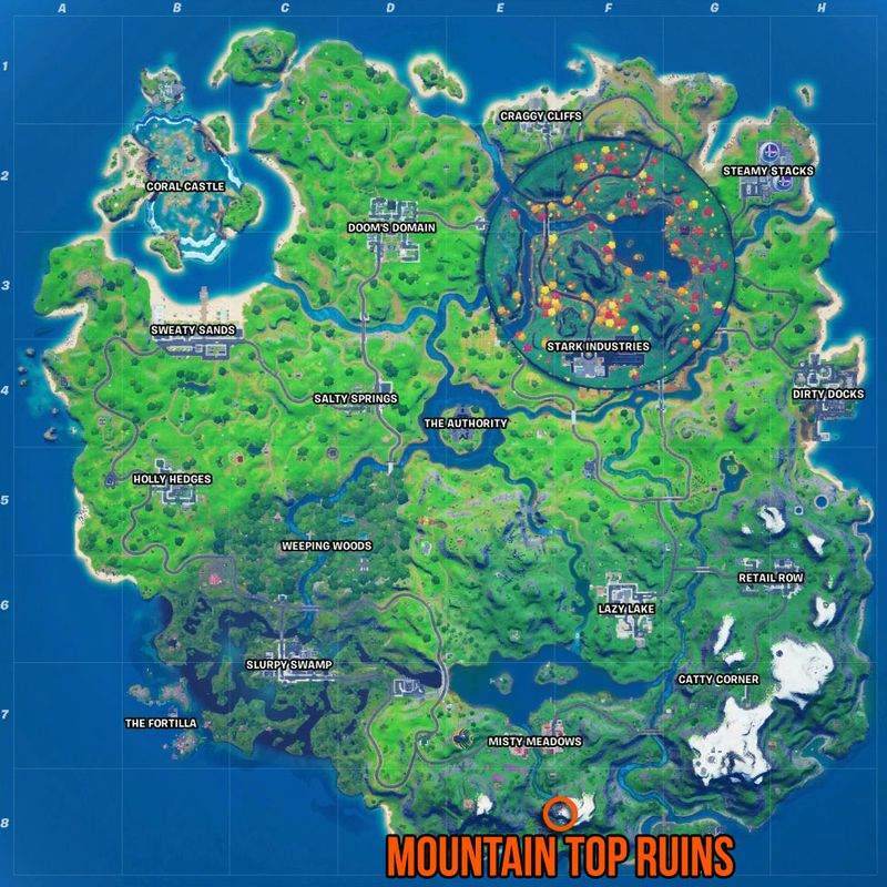 Fortnite Mountain Top Ruins platskarta
