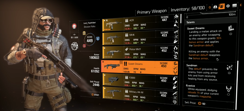 The Division 2 Sweet Dreams Exotische Schrotflinte