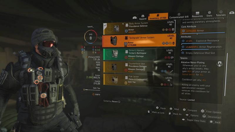 Division 2 Bärtierchen-Rüstungssystem