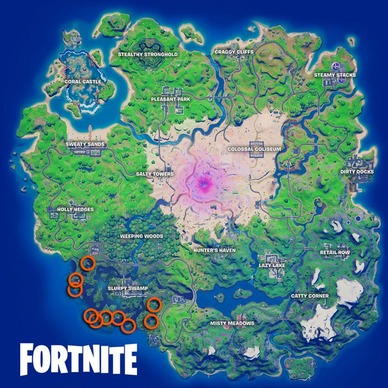 Fortnite Houses in Slurpy Swamp sijaintikartta