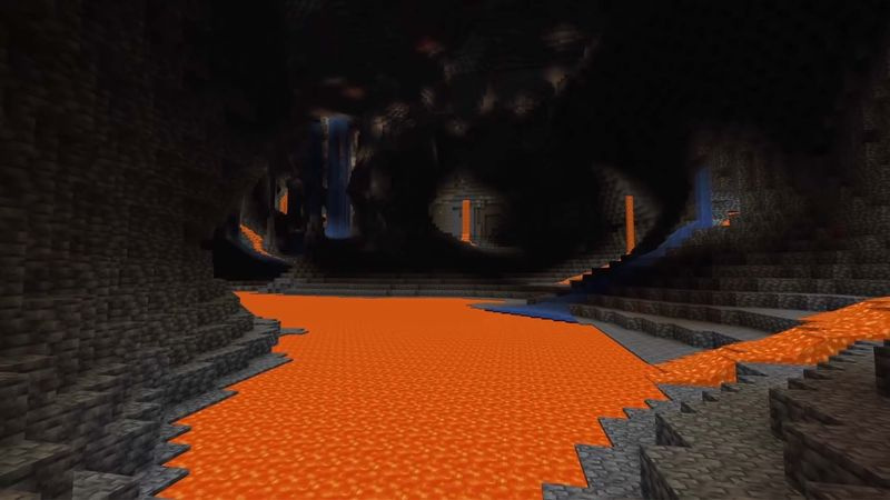 Minecraft Caves and Cliffs, osa 2 päivittää laavajärven jättimäisessä luolassa