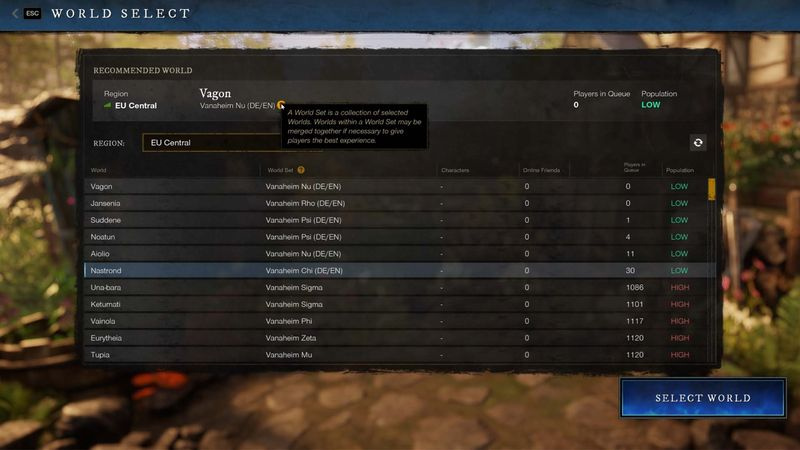 Nieuwe wereld amazon games server wereld lijst game lanceringsdag