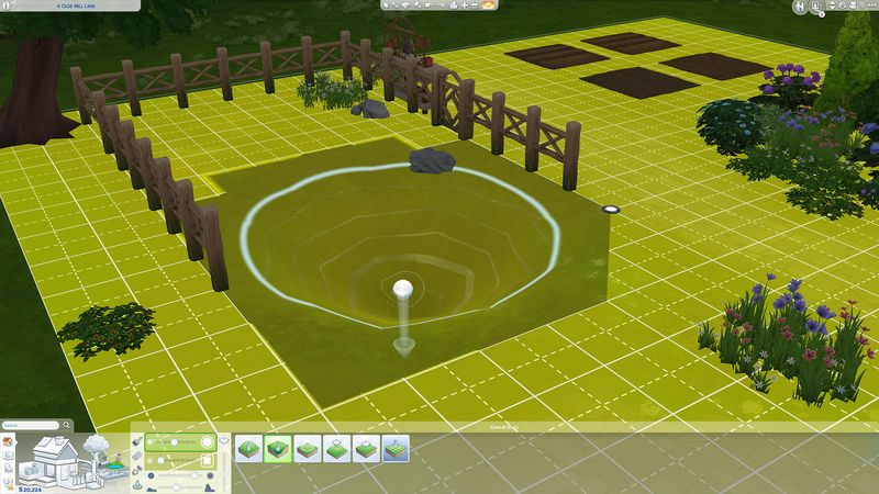 Laske maata maastotyökalujen avulla ja rakenna lampi The Sims 4:ssä