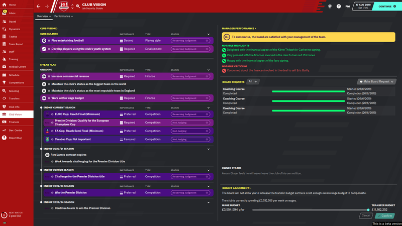 Tips för Football Manager 2020: Styrelseförfrågan