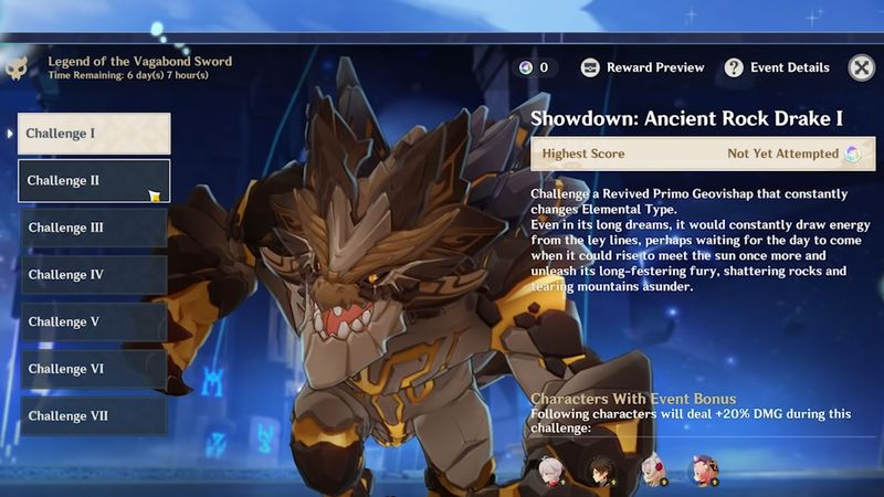 Genshin Impact Legend of the Vagabond Sword-evenemang
