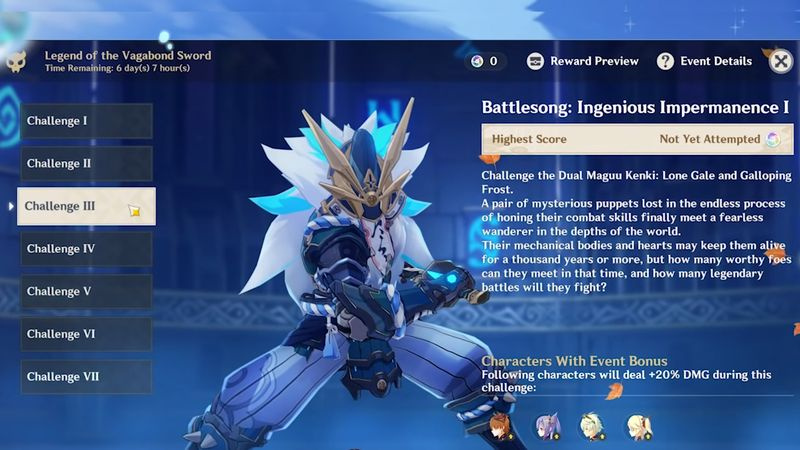 Genshin Impact Legend of the Vagabond Sword-evenemang