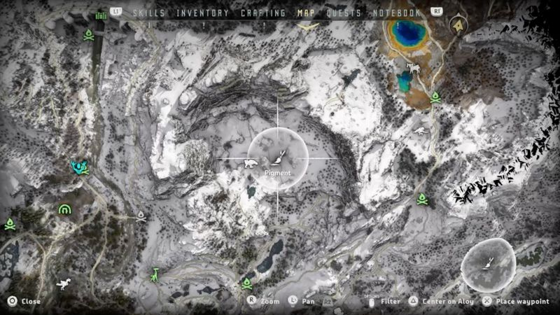 Horizon Zero Dawn: Frozen Wildsin pigmenttipaikat