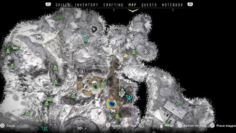 Horizon Zero Dawn: Frozen Wildsin pigmenttipaikat