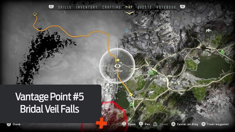 Horizon Zero Dawn Vantage Points 5 - Bridal Veil Falls