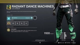 Destiny 2 Radiant Dance Machines Hunter Exotic Inspekcja butów