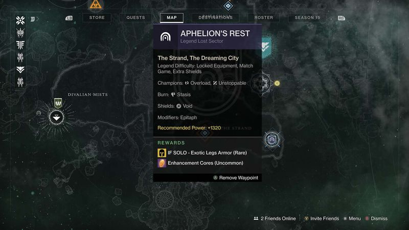 Legenda Destiny 2 Zaginiony sektor Aphelion