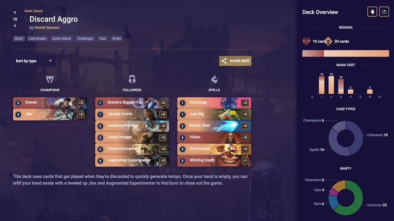 Legends of Runeterra -pakka Discard Aggro