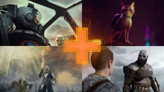 In senso orario da in alto a sinistra: schermate di Starfield, Stray, God of War Ragnarok ed Elden Ring